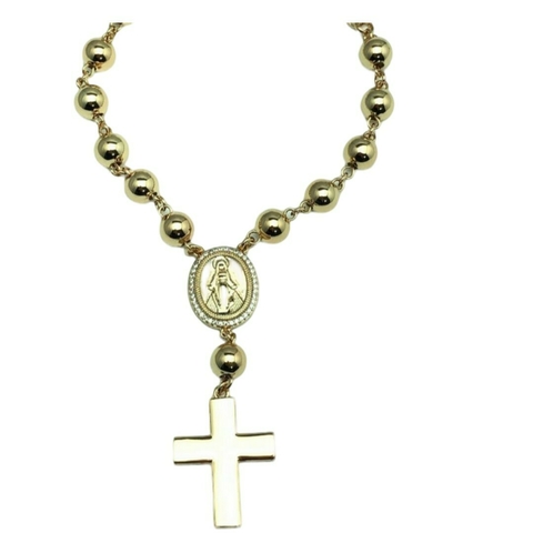 Pulseira Bola com Pingente Cruz Banhado em Ouro 18k - comprar online