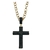 Colar Pingente Crucifixo com Bordas Redondas Zircônia Preta em Ouro 18K - comprar online