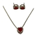 Conjunto Colar e Brinco Coração Vermelho Banhado em Ouro 18k - comprar online
