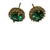 Conjunto Colar e Brincos Pingente Redondo Zircõnia Verde Cravejado de Zircônia Cristal Banhado em Ouro 18 K - Zu Strazzer Semijoias