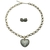 Conjunto Colar e Brincos Coração com Corrente Cadeado Cravejado de Zircônia Cristal Banhado em Ouro 18k - comprar online