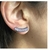 Brinco Ear Cuff Banhado em Ródio com Pedras Naturais Retangulares Rosa - Zu Strazzer Semijoias