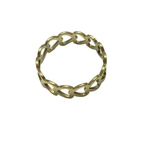 Anel Coração Vazado em Aço Banhado em Ouro - comprar online