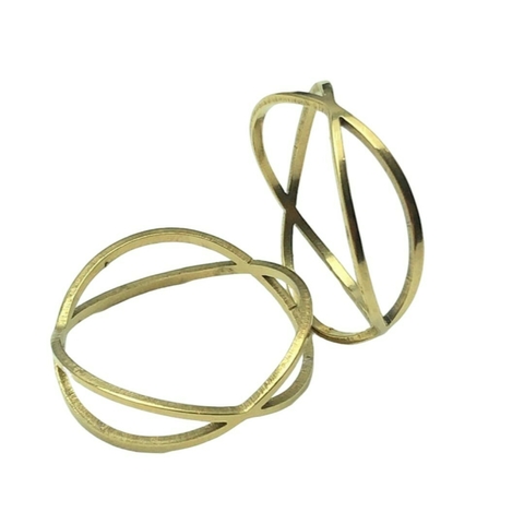 Anel Entrelaçado Vazado em Aço com Banho em Ouro 18K - comprar online