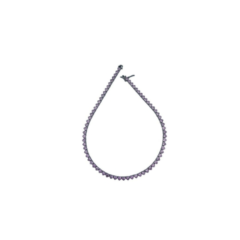 Colar Riviera Corações Cravejados Zircônia Cristal Banhado em Ródio