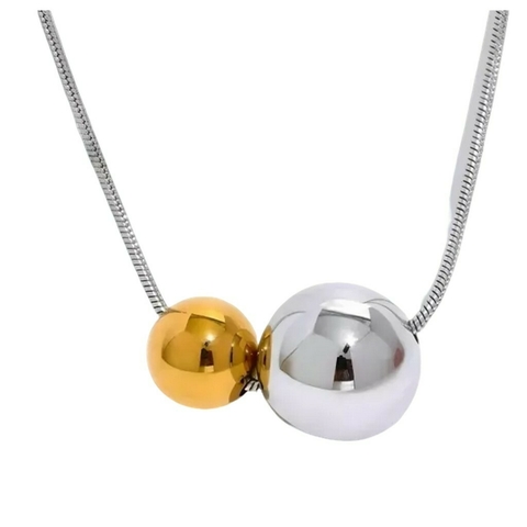 Colar 2 Bolas em Aço