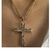 Colar Pingente Crucifixo Bordas Retas Zircônia Cristal Cravejado Banhado em Ouro 18K - loja online