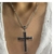 Colar Pingente Crucifixo Bordas Retas Zircônia Preta Cravejado Banhado em Ródio na internet