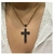 Colar Pingente Crucifixo com Bordas Retas Zircônia Preta Banhado em Ouro 18K - loja online