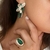 Brinco Gota e Pétalas Verde Zircônia Cristal e Pedras Verde Banhado em Ouro 18k - comprar online