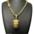 Cordão 10mm Cadeado + Pingente Pitbull Banhado A Ouro 18k