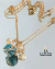 Collar de Turquesa y Muranos Dorados en Acero Inoxidable