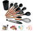 Kit Utensílios de Cozinha em silicone e cabo de madeira com 12 Peças