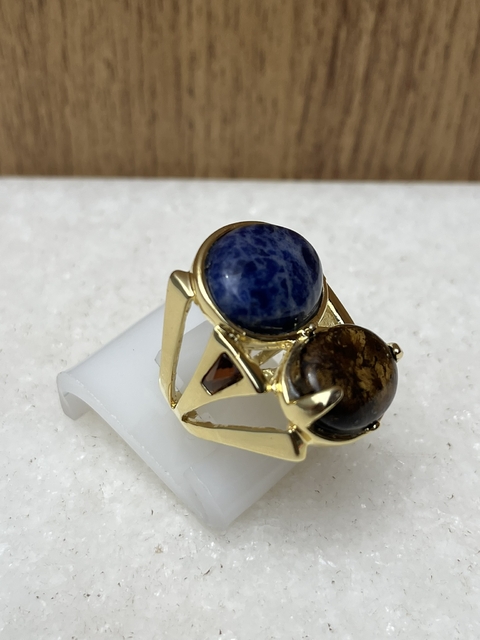 Anel MI69 D Bronzita Cris Austria Smoked Topaz Sodalita