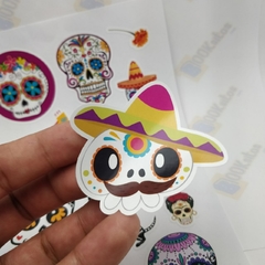 Stickers, Calcomanías Dia de Muertos, Calaveras, Papel HD, Calidad fotográfica MOD2 - comprar en línea