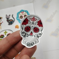 Stickers, Calcomanías Dia de Muertos, Calaveras, Papel HD, Calidad fotográfica MOD1 - comprar en línea