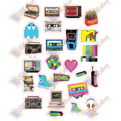 Stickers Calcomanías, Papel HD, Calidad fotográfica, Retro, Vintage, 80s, MOD1