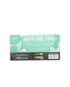 TIPS PARA SOFT GEL STILLETO, 600 UNIDADES CITY GIRL JPT-H601*120