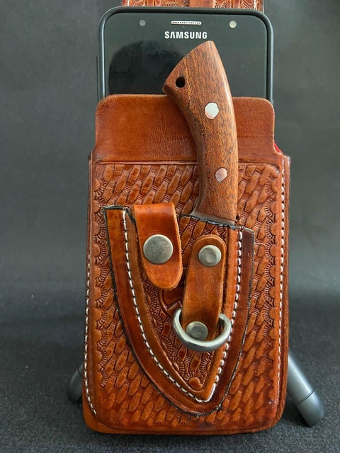 Capa Para Celular Em Couro Modelo Entalhado + Faquinha na internet