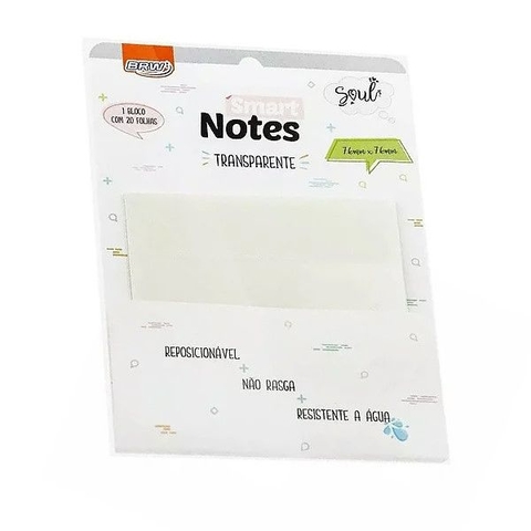 Bloco de Notas Adesivas Smart Notes Transparente 20 Folhas BRW
