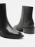 Bota Preta Couro Arezzo Cano Médio Bloco Metal - loja online