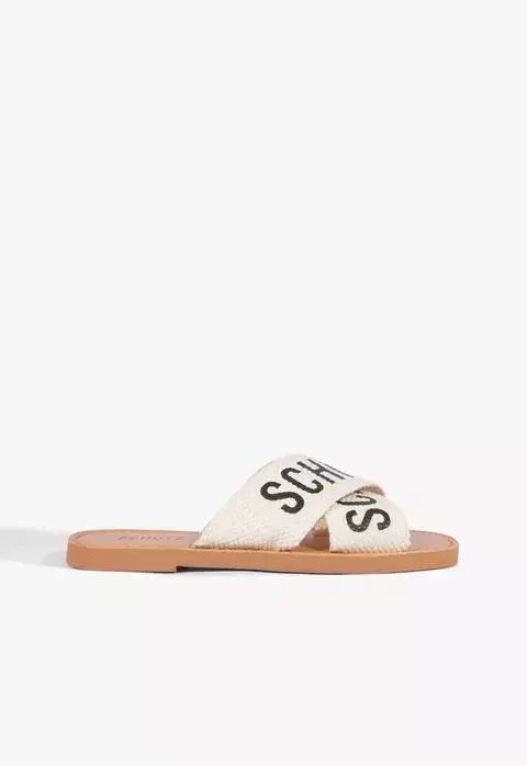 Sandália Rasteira X Schutz Logo Branca