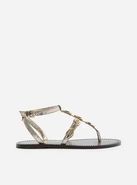 Sandália Rasteira Arezzo Dourada Skin Búzios Lenny Niemeyer