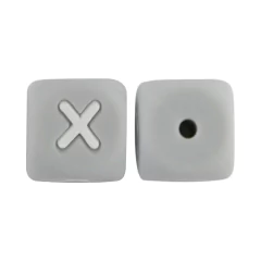 LETRAS DE SILICONE CINZA 12MM - 100 PCS - Silicone Beads Brasil