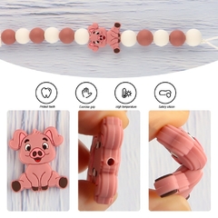 Mini porco de silicone - 5/10 peças - Silicone Beads Brasil