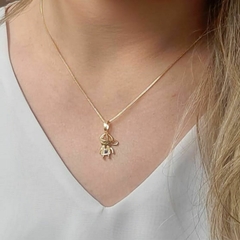 Imagem do Colar Filho Menino Cravejado Pingente Dourado Folheado A Ouro