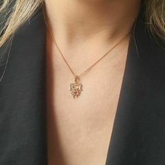 Colar Filha Menina Cravejado Cordão Dourado Folheado A Ouro - loja online