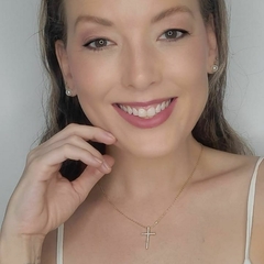 Colar Cruz Dourado Crucifixo Cravejado Folheado a Ouro 18k - loja online
