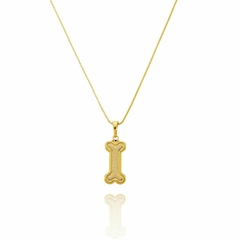 Colar com Pingente Osso cachorro My Dog Banhado a Ouro 18k