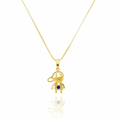 Colar Filho Menino Cravejado Pingente Dourado Folheado A Ouro