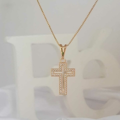Colar Correntinha Com Pingente Cruz Crucifixo Folheado A Ouro na internet