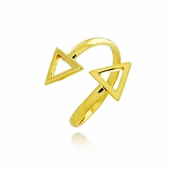 Anel Ajustável Dourado Banhado A Ouro 18k Com Triângulos