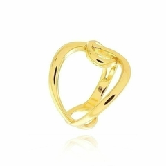 Anel Feminino Folheado A Ouro 18k Com Elos Entrelaçados Liso