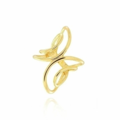 Anel Dourado de Ondas Banhado A Ouro Com Fios Duplos Vazado