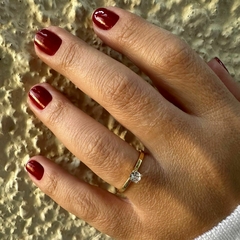 Anel Solitário Com Zircônia Ponto de Luz Folheado A Ouro 18k - comprar online