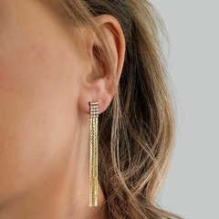Brinco Franja Dourado Com Zircônia Cravejado Folheado A Ouro - comprar online
