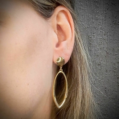 Brinco de Pêndulo Oval Liso Feminino Folheado a Ouro 18k na internet