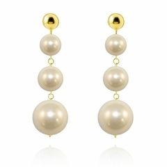 Brinco Feminino Pendente De Pérola Longo Folheado A Ouro 18k - comprar online