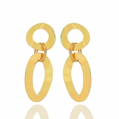 Brinco Feminino Pendente Aros Longos Folheado A Ouro 18k