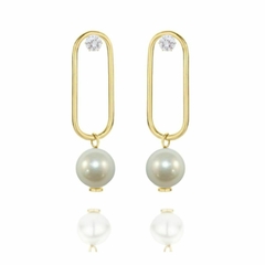 Brinco De Pérola Pendente e Ponto de Luz Folheado A Ouro 18k - comprar online