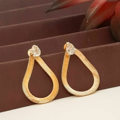 Brinco Corrente Fita Com Gota Zircônia Folheado A Ouro 18k - loja online