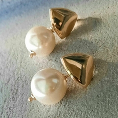 Brinco Feminino Pérola A Folheado Ouro 18k Semi Joia De Luxo na internet