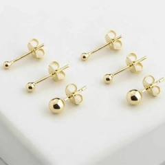 Trio de Brinco de Bolinhas Esferas Lisa Folheado a Ouro 18k