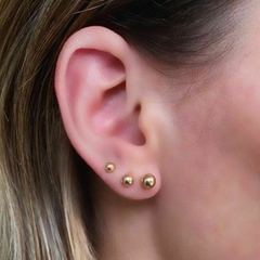 Trio de Brinco de Bolinhas Esferas Lisa Folheado a Ouro 18k - loja online