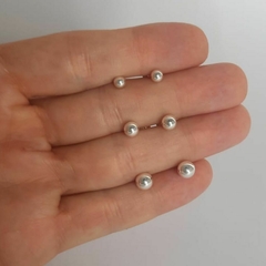Trio de Brinco 3 Pares De Bolinhas Esferas Lisa Prata 925 na internet