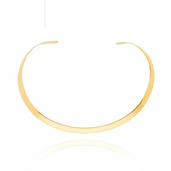 Colar Choker Aro Rigido Escovado Gargatilha Banhado A Ouro
